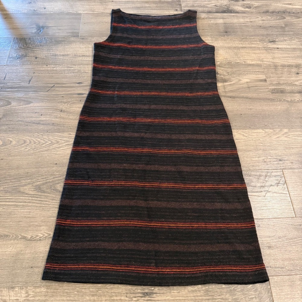 Lauren Ralph Lauren Petite Linen Striped Shift Dress Black Brown Orange PM Fall